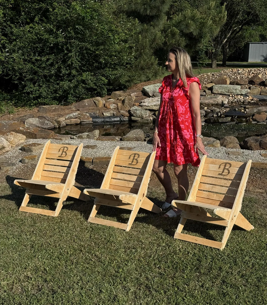 NEW Custom outdoor wood chair with laser etched logo!