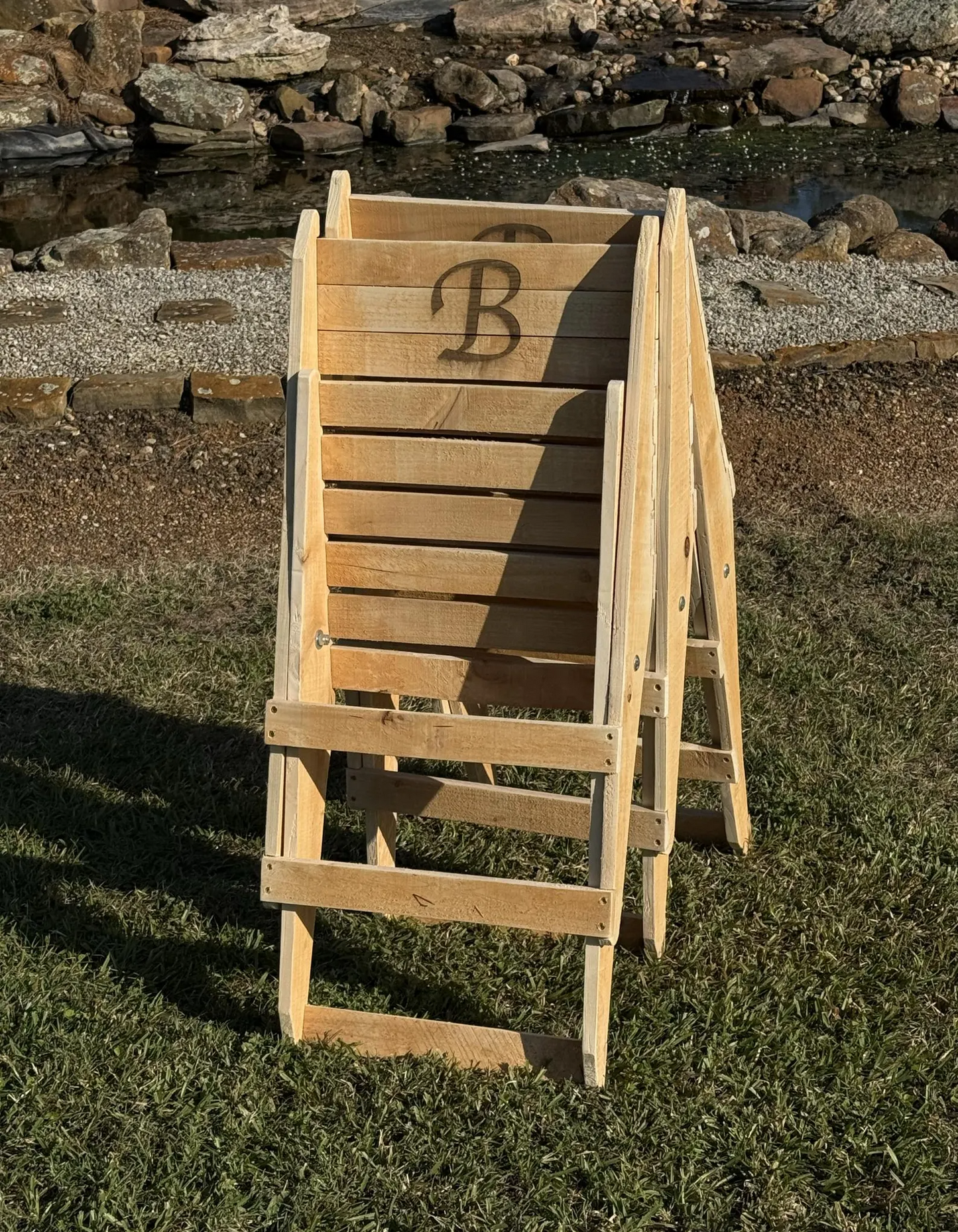 NEW Custom outdoor wood chair with laser etched logo!