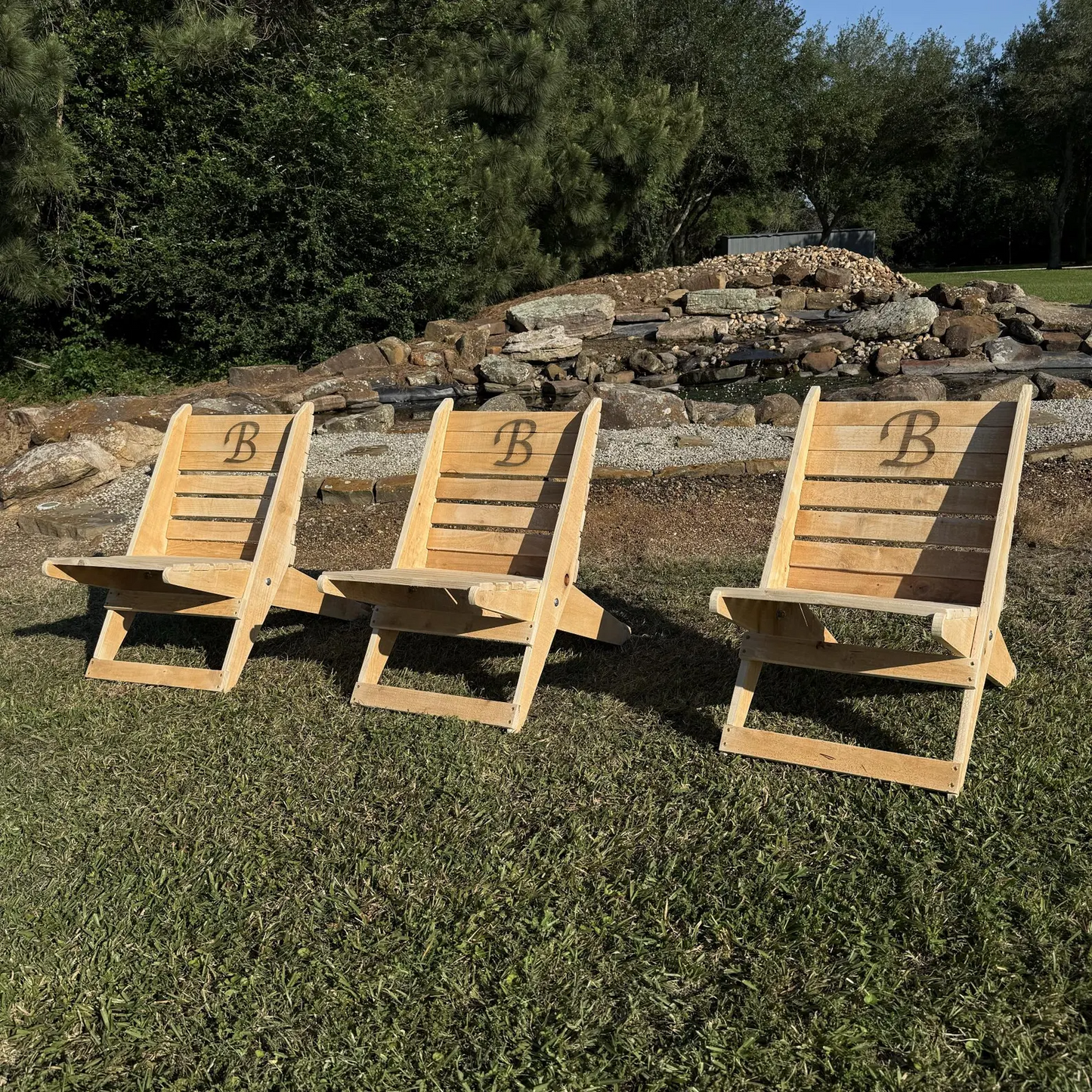 NEW Custom outdoor wood chair with laser etched logo!