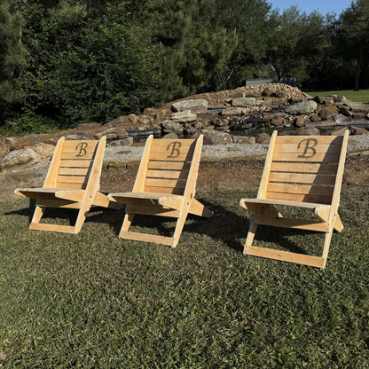 NEW Custom outdoor wood chair with laser etched logo!