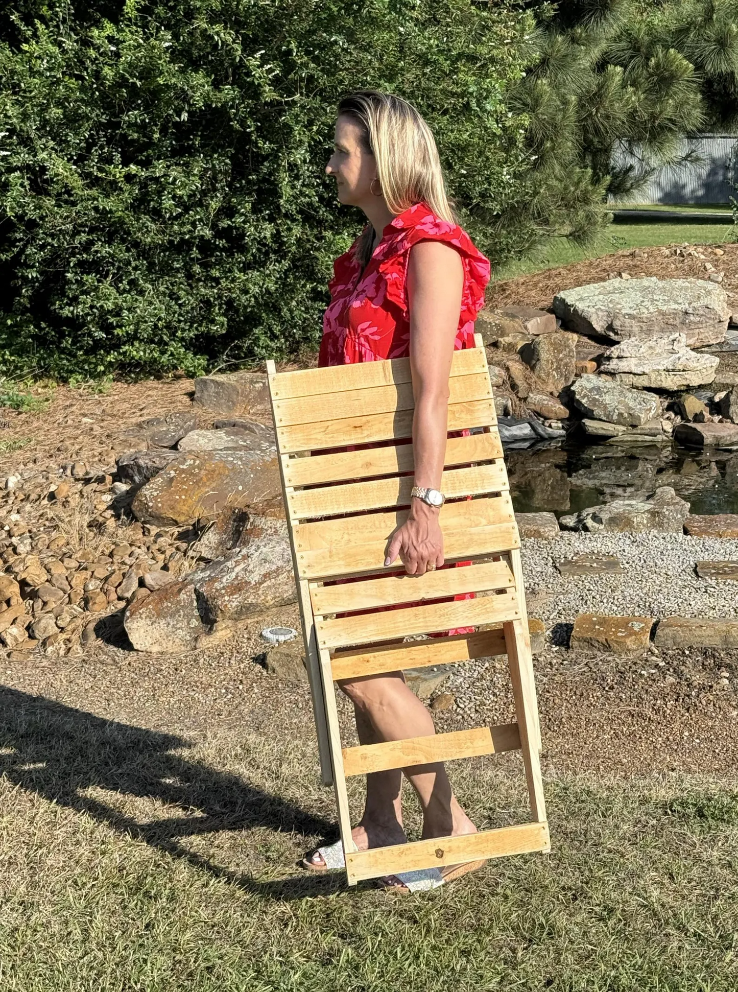 NEW Custom outdoor wood chair with laser etched logo!