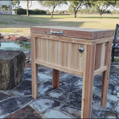 Personalized 48 qt wood cooler. Excellent patio accessory item! NEW DESIGN
