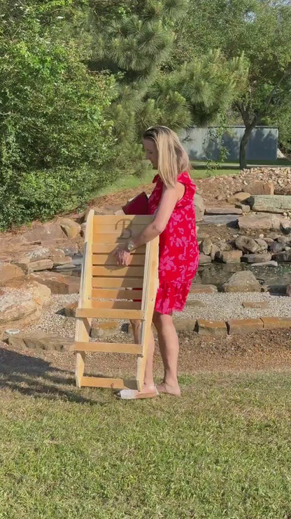 NEW Custom outdoor wood chair with laser etched logo!